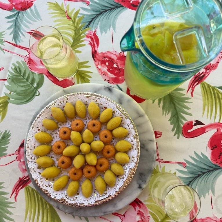 Marzipan lemons and tangerines shaped by hand