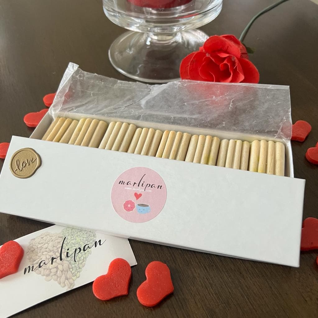 Heart-shaped marzipan and marzipan fingers