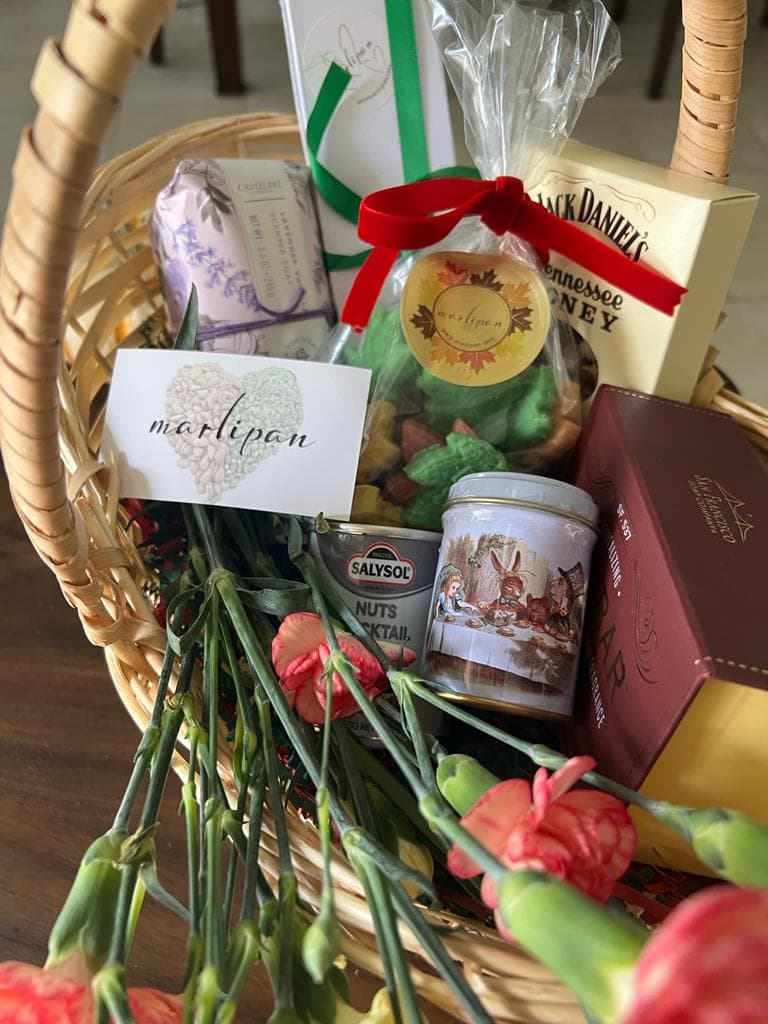 A gift basket of assorted marzipan